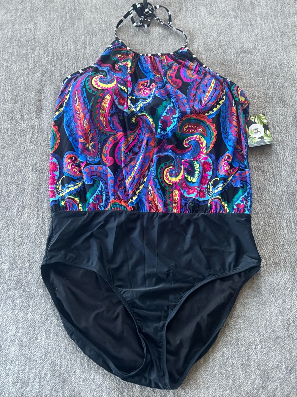 NWT Mazu Women’s One Piece Swimsuit Modest High Neck Halter Blouse Swimsuit 22W - Picture 4 of 9